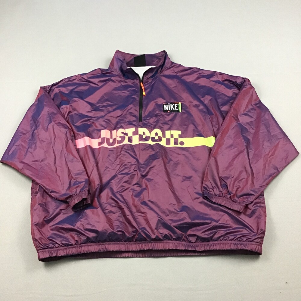 Nike Golf Jacket Men Extra Large Purple Iridescent 1/4 Zip Just Do It Patch XL